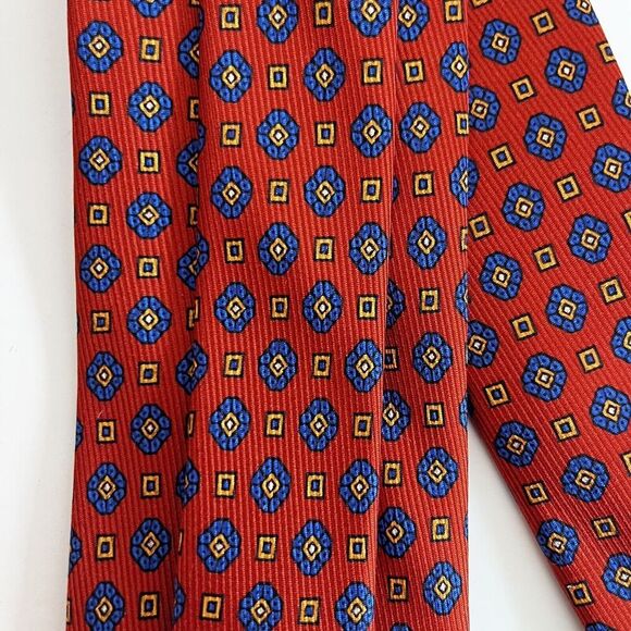 Robert Talbott 100% Silk Tie Orange Blue Made In USA Monterey, CA Men's - Picture 12 of 12